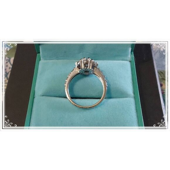 Gorgeous 3 Ct. Genuine Moissanite Flower Halo Design Cluster Ring Sz 8 - Picture 3 of 4